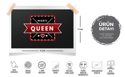 PKR6 Queen Yazili Poker Etiketi