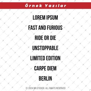 PRS20 Berlin Yazı Tipi 2cm Yükseklik 15 karakter