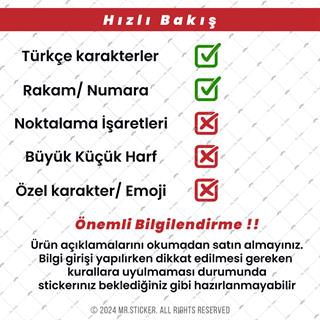 PRS22 Adana Yazı Tipi Avantaj Set 2cm Yükseklik 10 karakter