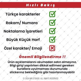 PRS25 Arizona Yazı Tipi 2cm Yükseklik 10 karakter