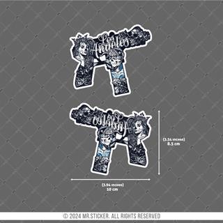 RFHLM277 Reflektif Gengsta Motifli Uzi Etiketi Simetrik İkili Set