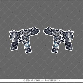 RFHLM277 Reflektif Gengsta Motifli Uzi Etiketi Simetrik İkili Set