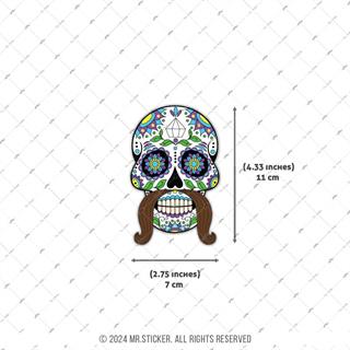 SKL11 Biyikli Sugar Skull Kurukafa Etiketi
