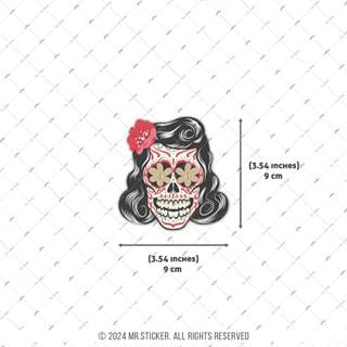 SKL5 Cicek Gozlu Sugar Skull Kurukafa Etiketi