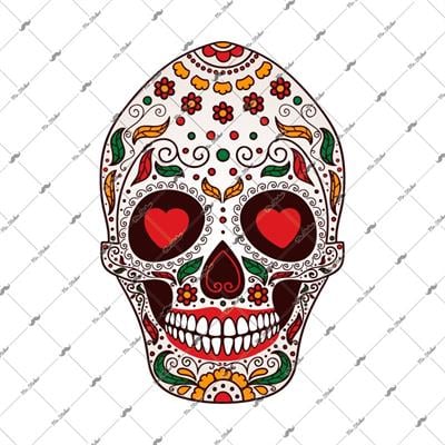 SKL7 Kalp Gozlu Sugar Skull Kurukafa Etiketi