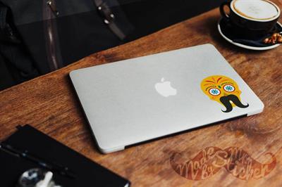 SKL9 Biyikli Sugar Skull Kurukafa Etiketi