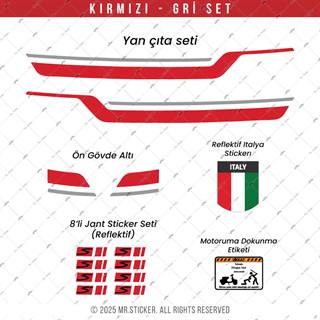 STS45 Vespa GTS 250 GTS 300 Uyumlu Yan Çıta Sticker Seti Renk Seçenekli