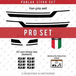 STS45 Vespa GTS 250 GTS 300 Uyumlu Yan Çıta Sticker Seti Renk Seçenekli