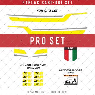 STS45 Vespa GTS 250 GTS 300 Uyumlu Yan Çıta Sticker Seti Renk Seçenekli