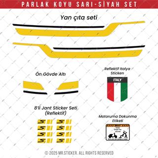 STS45 Vespa GTS 250 GTS 300 Uyumlu Yan Çıta Sticker Seti Renk Seçenekli