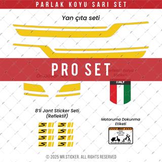 STS45 Vespa GTS 250 GTS 300 Uyumlu Yan Çıta Sticker Seti Renk Seçenekli