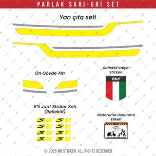 STS45 Vespa GTS 250 GTS 300 Uyumlu Yan Çıta Sticker Seti Renk Seçenekli