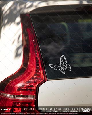TWT13 Beyaz Çizgi Çalışma Kelebek Etiketi Şeffaf Sticker