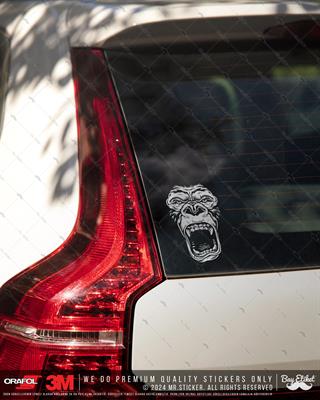 TWT18 Beyaz Çizgi Çalışma Goril Etiketi Şeffaf Sticker