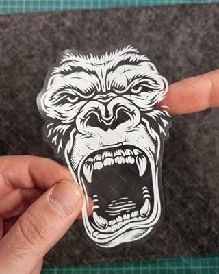TWT18 Beyaz Çizgi Çalışma Goril Etiketi Şeffaf Sticker