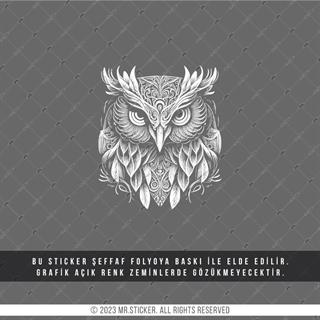 TWT2 Beyaz Çizgi Çalışma Baykuş Etiketi Şeffaf Sticker