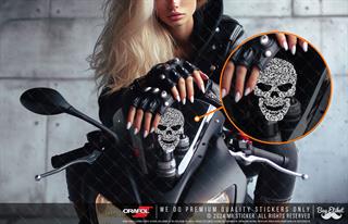 TWT20 Beyaz Tribal Çalışma Kurukafa Şeffaf Sticker