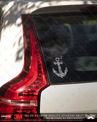 TWT22 Beyaz Martı Desenli Çapa Etiketi Şeffaf Sticker