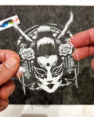 TWT24 Beyaz Eskiz Çalışma Geyşa Etiketi Şeffaf Sticker
