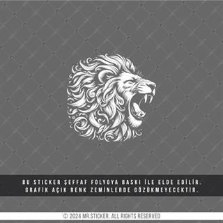 TWT26 Beyaz Çizgi Çalışma Kükreyen Aslan Etiketi Şeffaf Sticker