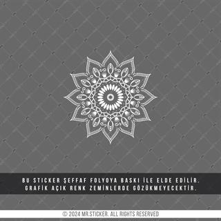 TWT28 Beyaz Mandala Yıldızı Etiketi Şeffaf Sticker