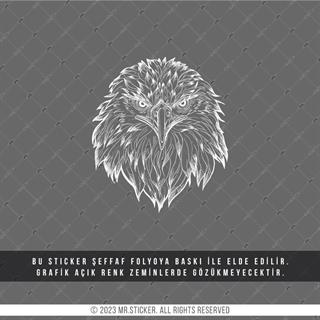 TWT4 Beyaz Çizgi Çalışma Kartal Kafası Etiketi Şeffaf Sticker