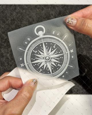 TWT5 Beyaz Çizgi Çalışma Pusula Etiketi Şeffaf Sticker