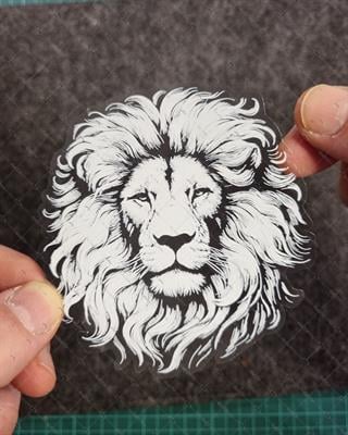 TWT6 Beyaz Çizgi Çalışma Aslan Etiketi Şeffaf Sticker