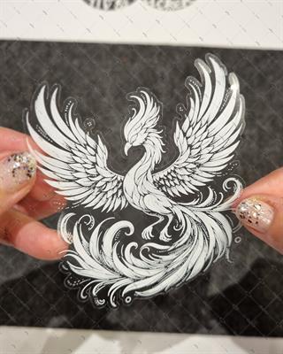 TWT7 Beyaz Çizgi Çalışma Anka Kuşu Etiketi Şeffaf Sticker