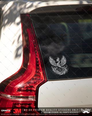 TWT7 Beyaz Çizgi Çalışma Anka Kuşu Etiketi Şeffaf Sticker