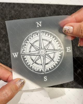 TWT8 Beyaz Eskiz Çalışma Pusula Etiketi Şeffaf Sticker