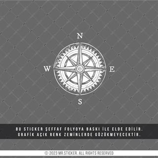 TWT8 Beyaz Eskiz Çalışma Pusula Etiketi Şeffaf Sticker