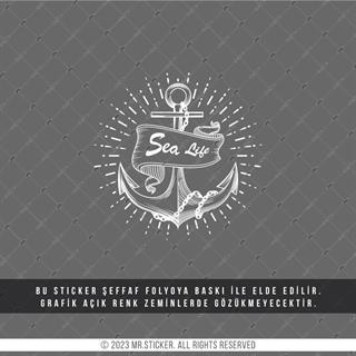 TWT9 Beyaz Eskiz Çalışma Deniz Yaşamı Yazılı Etiket Şeffaf Sticker