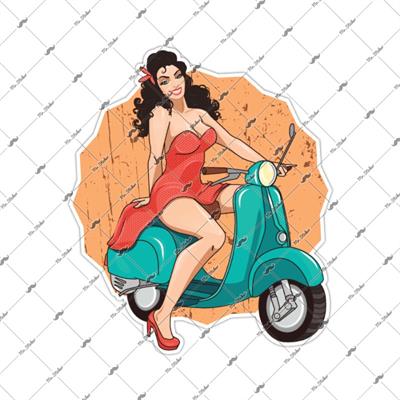 VSP36 Scooterli Pinup Kizi Etiketi