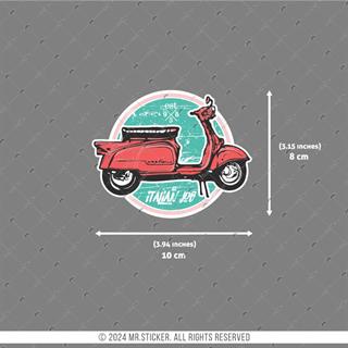 VSP49 Italyan Isi Yazili Kirmizi Scooter Etiketi