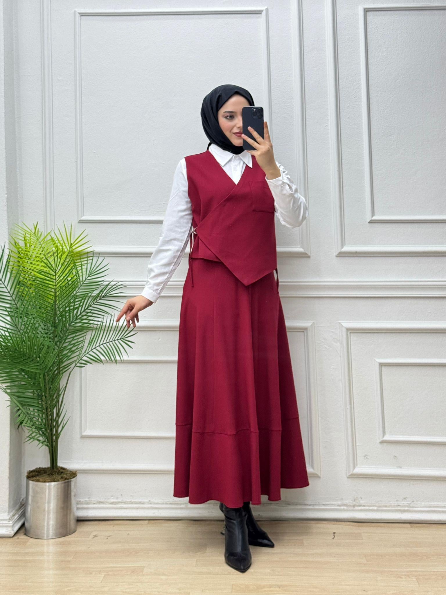 3455-Amine Takım-Bordo