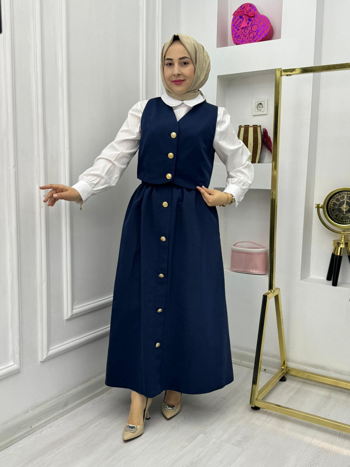 yelekli etek takım
