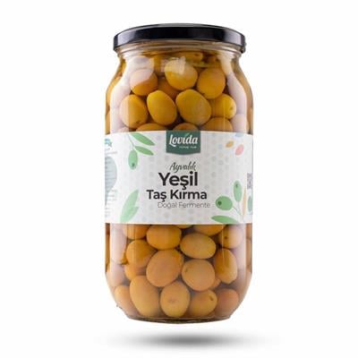 Ev Tipi Ayvalık Taş Kırma Yeşil Zeytin 1000 cc Cam Kavanoz 2024-25