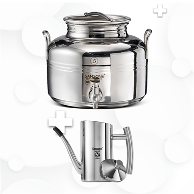 Paslanmaz Set Güğüm 5lt + Yağdanlık 500ml