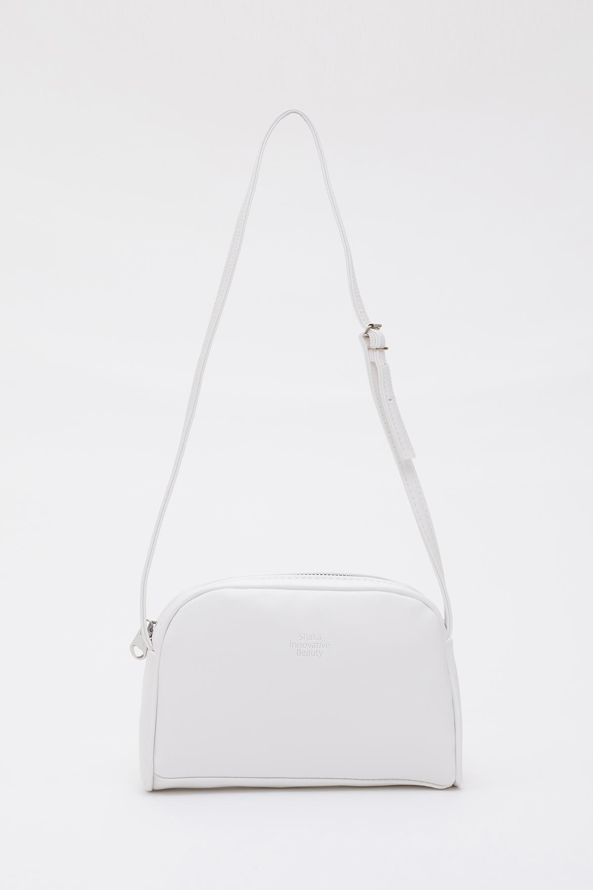Beyaz Shk25 Mini Urban Çapraz Askılı Tek Bölmeli Suni Deri Kol ve Omuz Çantası U:19 E:13 G:4 cm