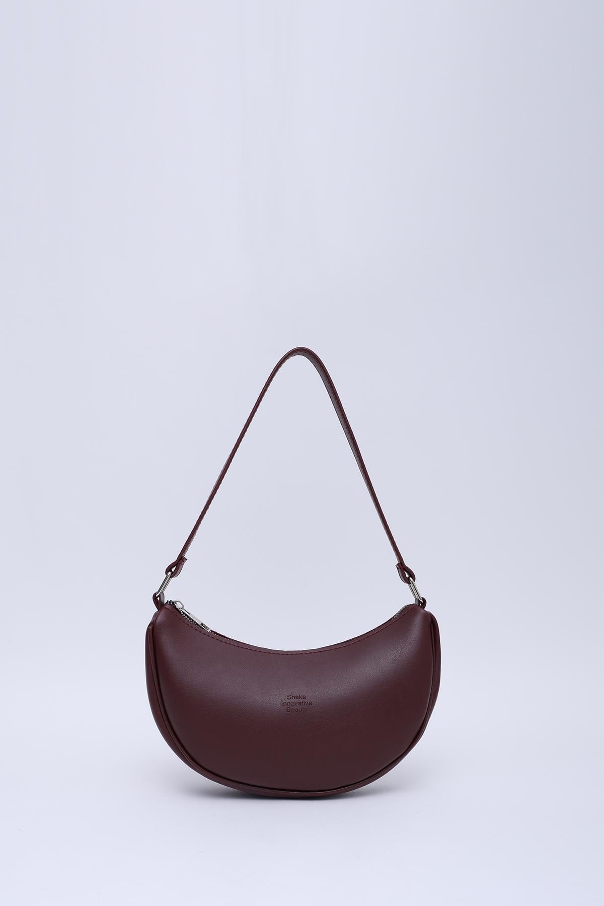 Bordo Shk26 Tek Bölmeli Suni Deri El ve Omuz Çantası U:12 E:26 G:6 cm