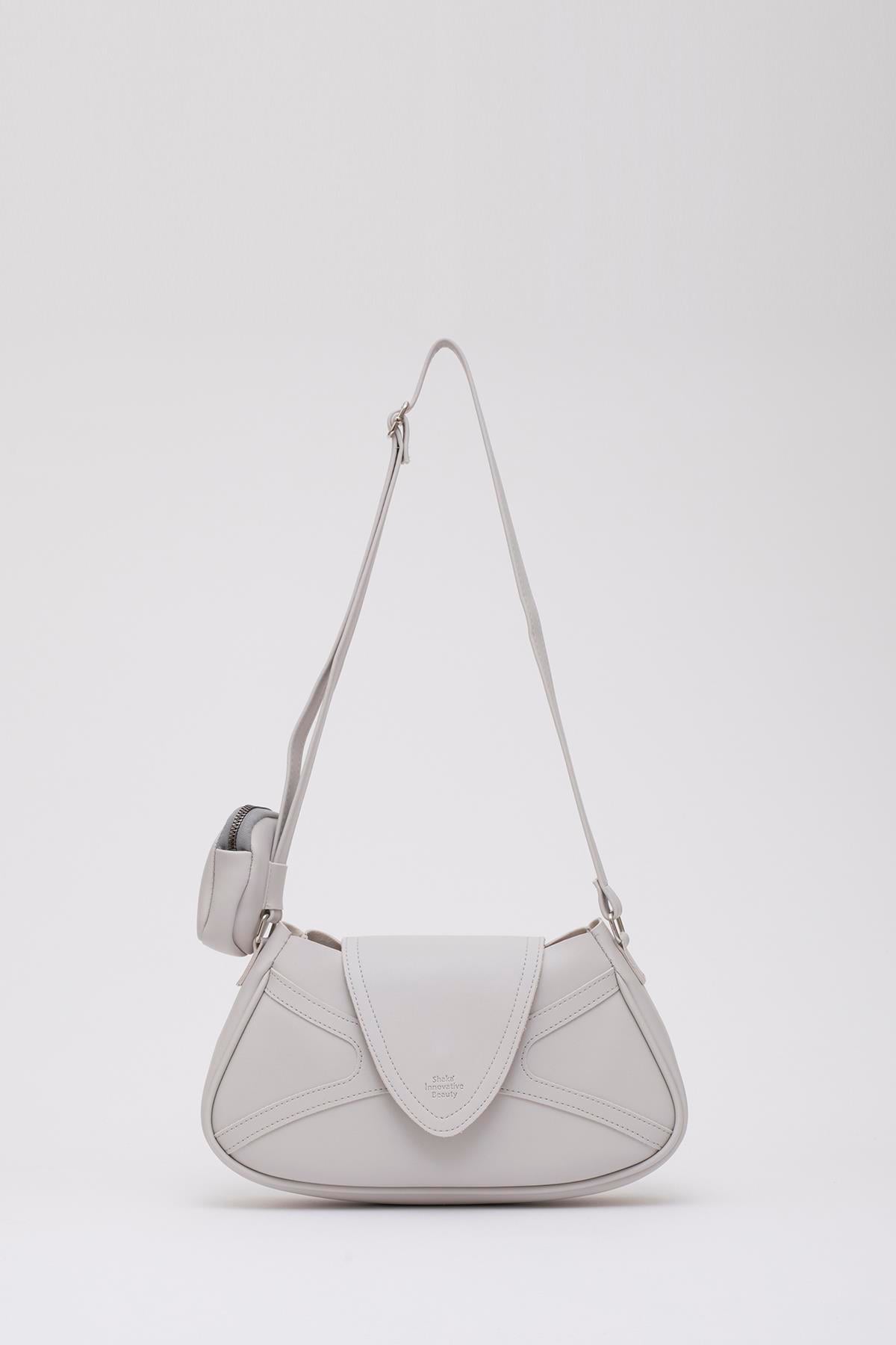 Gri Shk96 Suni Deri Tek Bölmeli Cüzdanlı Kol ve Omuz Çantası U:18 E:32 G:8 cm