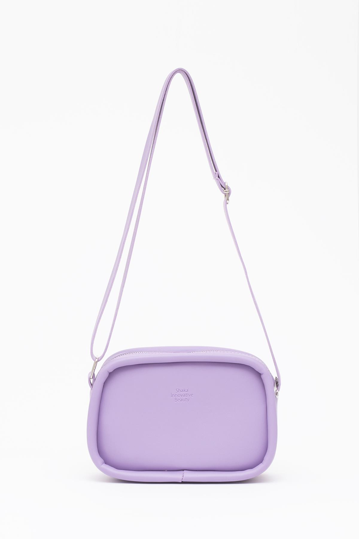 Lila Shk62 Tek Bölmeli Suni Deri Ayarlanabilir Askılı Fermuarlı Çapraz Omuz Çantası U:15 E:21 G:7 cm