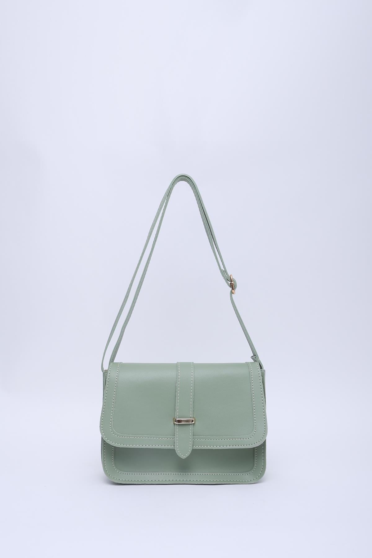 Mint Yeşil Shk127 Suni Deri İç Fermuar Cepli Çıtçıt Kapamalı El,Kol ve Omuz Çantası U:17 E:22 G:7 cm