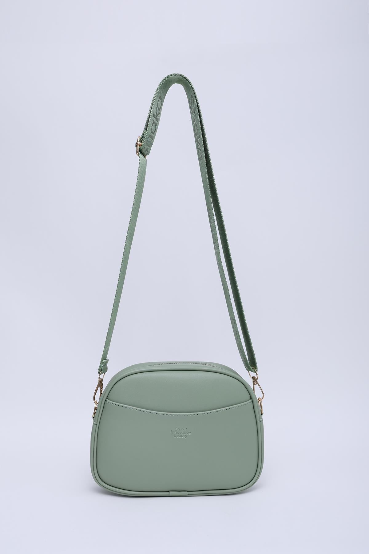 Mint Yeşil SHK194 Suni Deri 2 Bölmeli Fermuarlı Ayarlanabilir Kolon Askılı Omuz Çantası U:16 E:21 G:6 cm