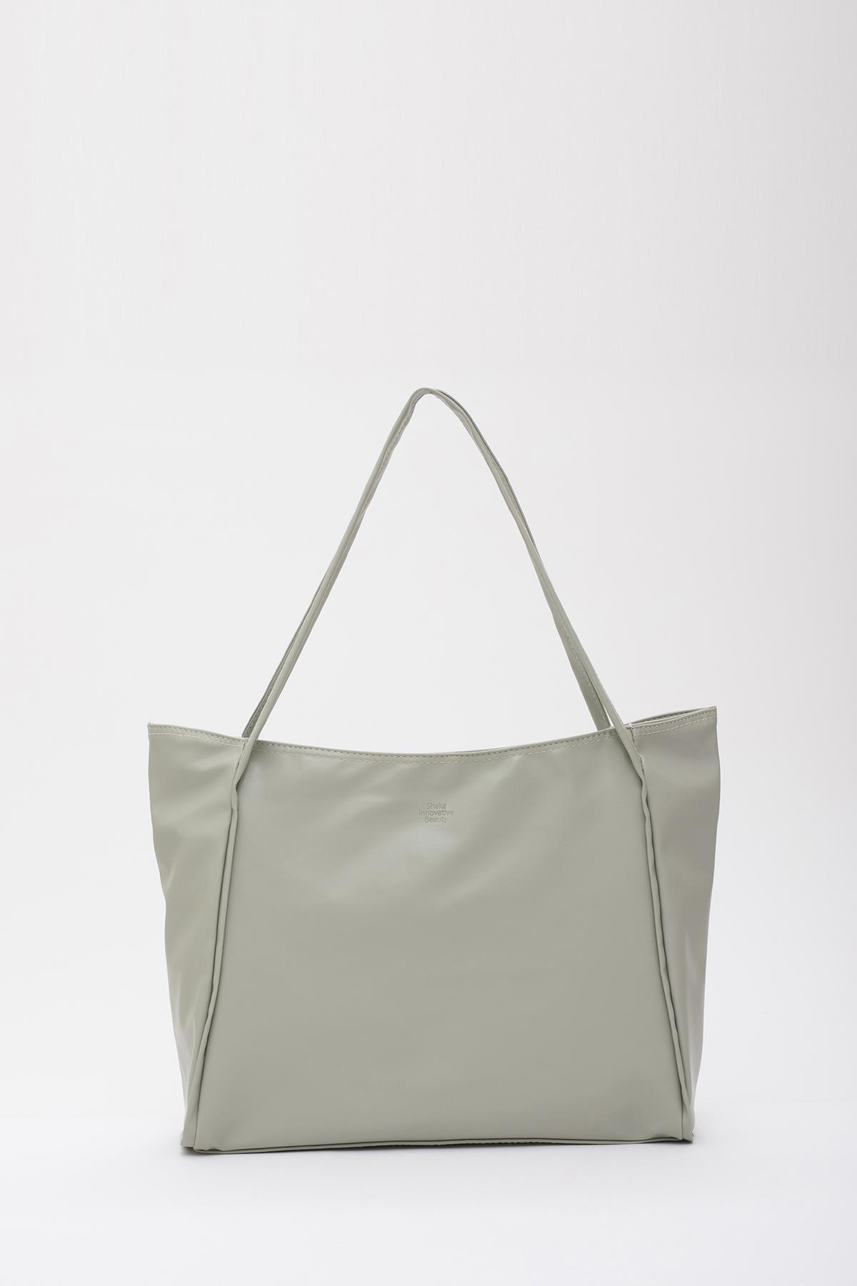 Mint Yeşil Shk90 Suni Deri İç Bölmeli Fermuarlı El, Kol Ve Omuz Shopper Çanta U:28 E:40 G:9