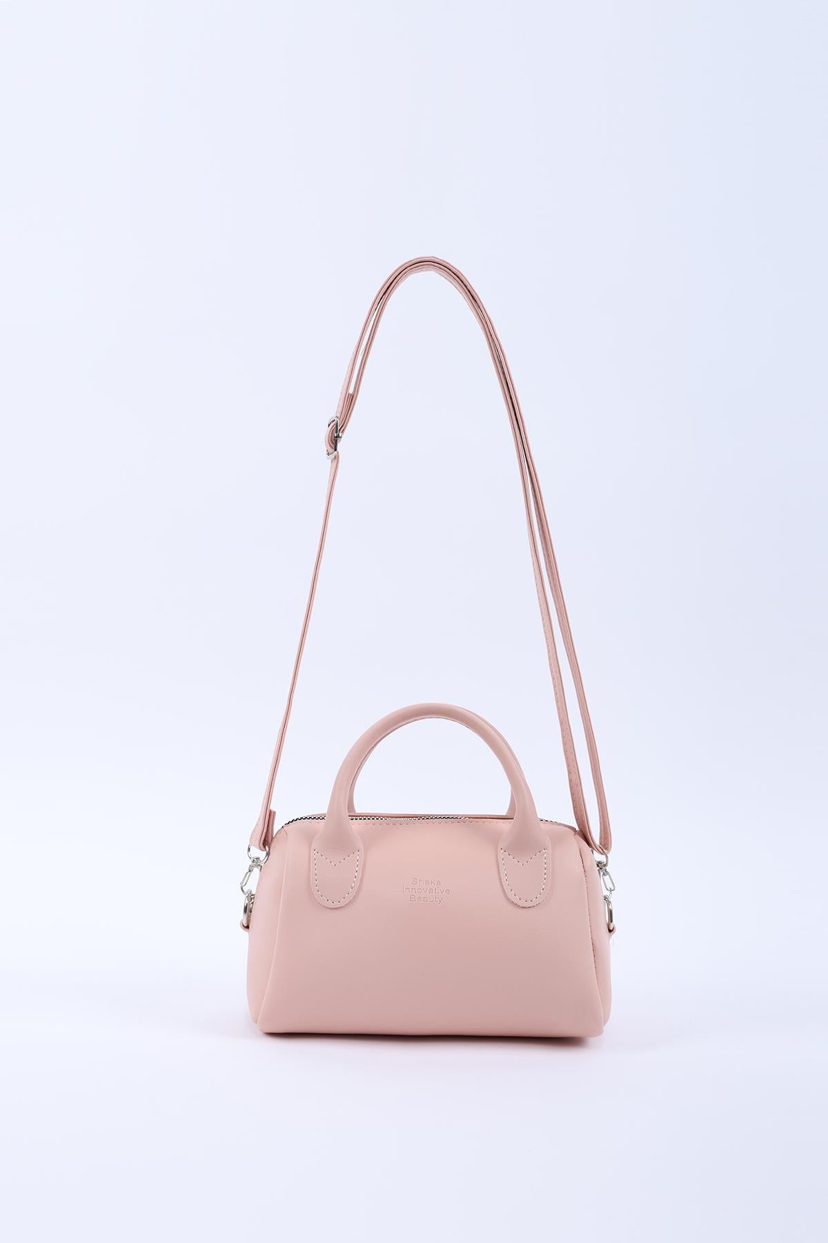 Pudra Shk184 Suni Deri Tek Bölmeli Fermuarlı Ayarlanabilir Askılı El, Kol ve Omuz Çantası E:20 U:12 G:10 cm