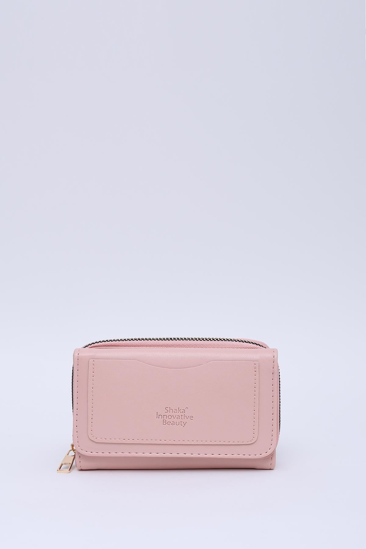 Pudra SHK201 Suni Deri 10 Bölmeli Fermuarlı Bozuk Ve Kağıt Para Bölmeli Cüzdan U:9 E:13 G:4 Cm