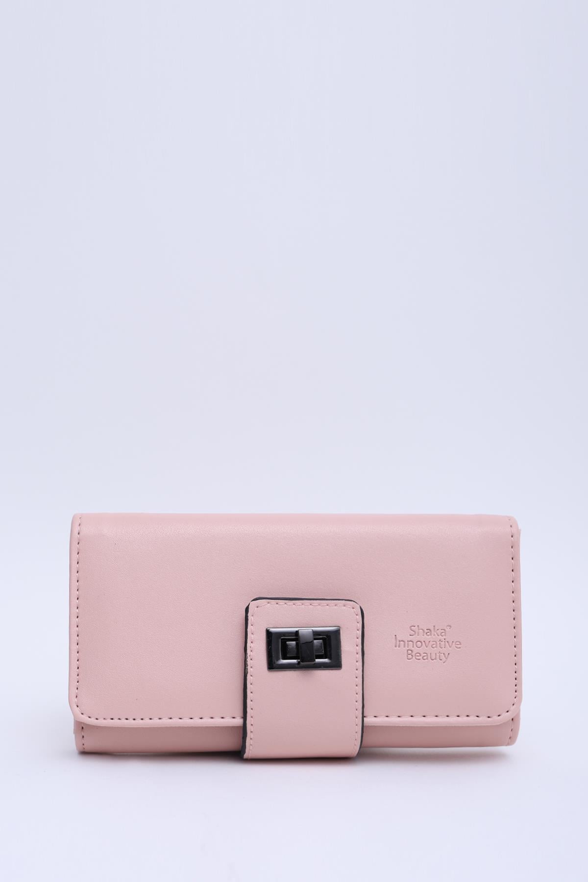Pudra SHK203 Suni Deri 12 Bölmeli , Kartlık, Bozuk Ve Kağıt Para Bölmeli Kilit Detaylı Cüzdan U:10 E:16 G:3 Cm