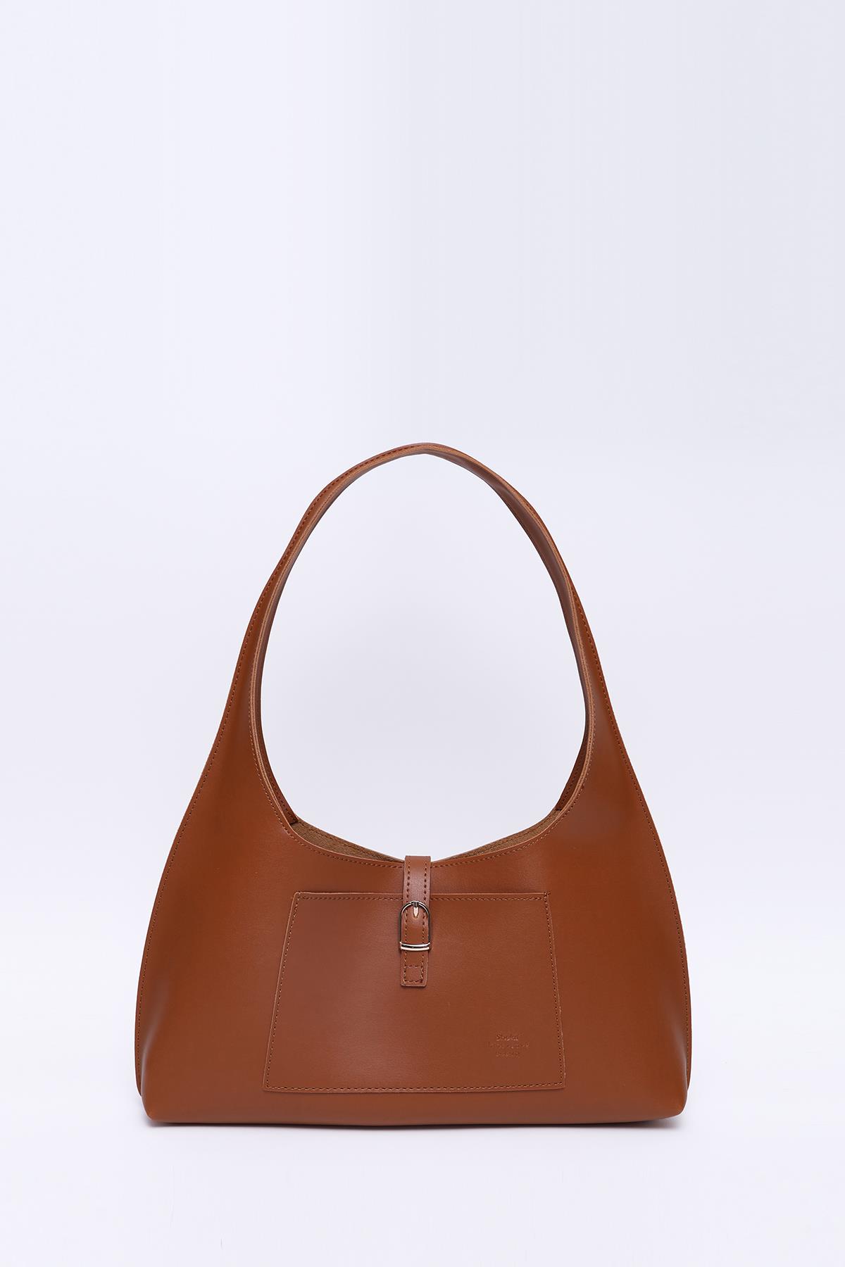 Taba Shk142 Suni Deri İki Bölmeli Çıtçıtlı El, Kol Ve Omuz Çantası U:19 E:37 G:6 Cm
